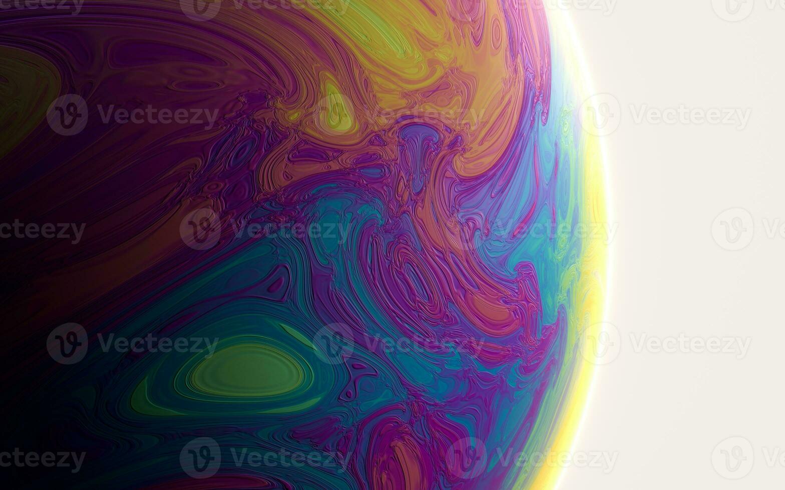 Colorful planet with black background, 3d rendering. photo