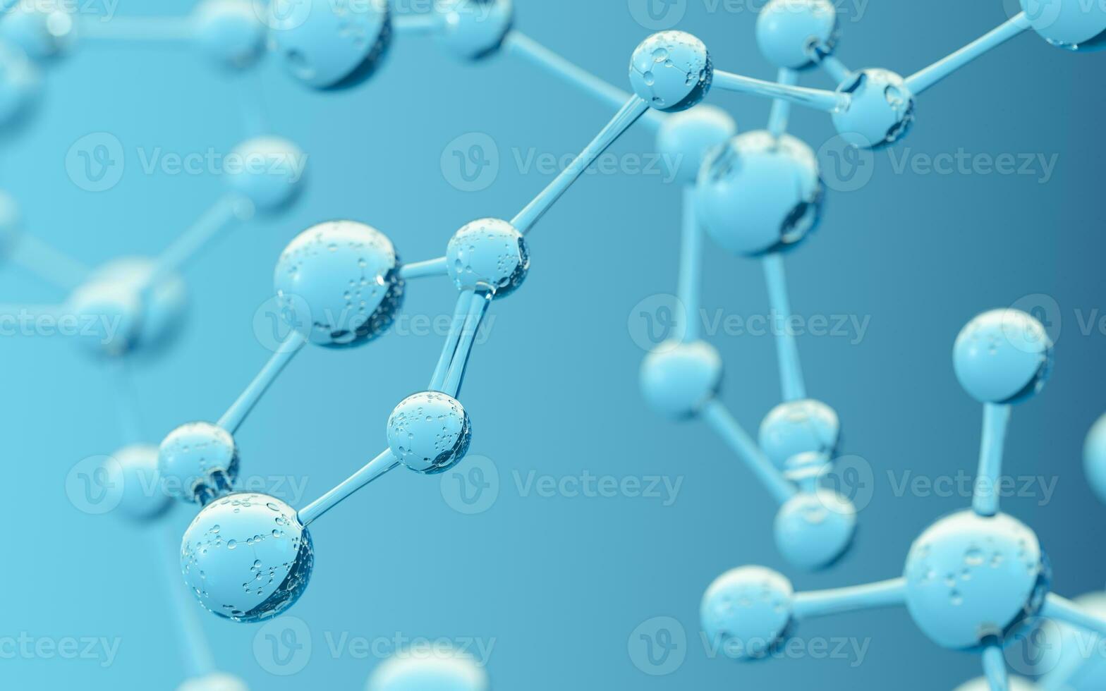Chemical molecule with blue background, 3d rendering. photo