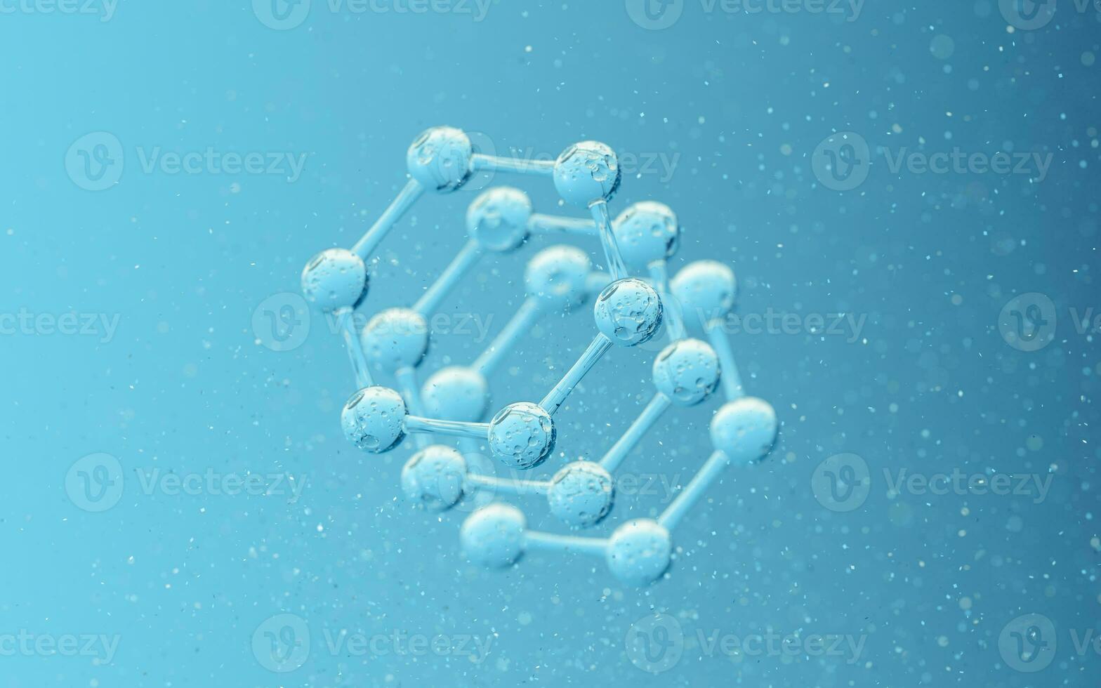 Chemical molecule with blue background, 3d rendering. photo