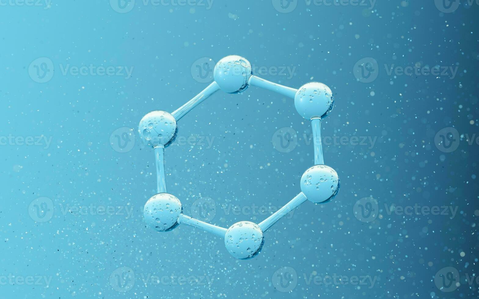 Chemical molecule with blue background, 3d rendering. photo
