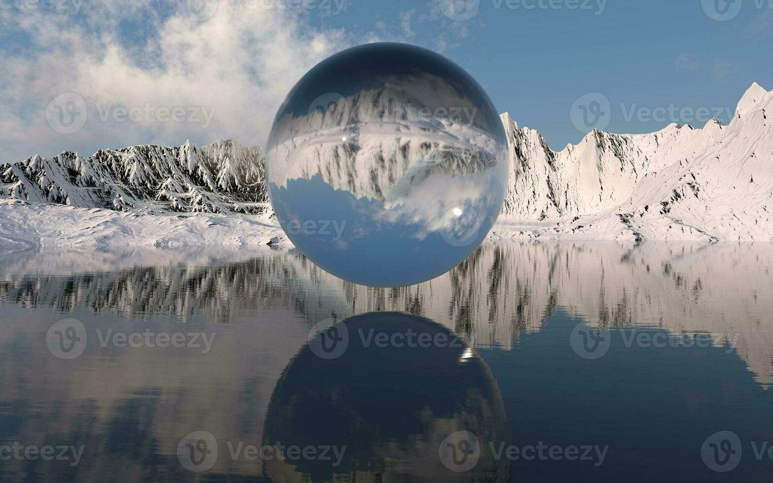 Snowy mountains background, 3d rendering. photo