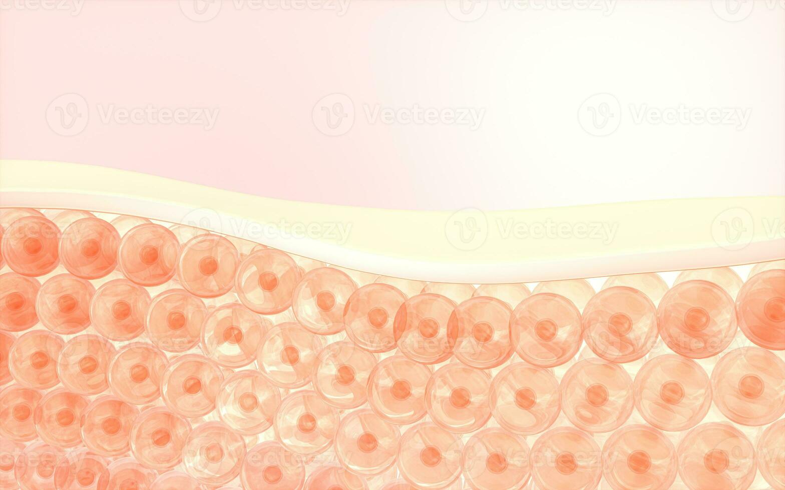 Cells and skin, 3d rendering. photo