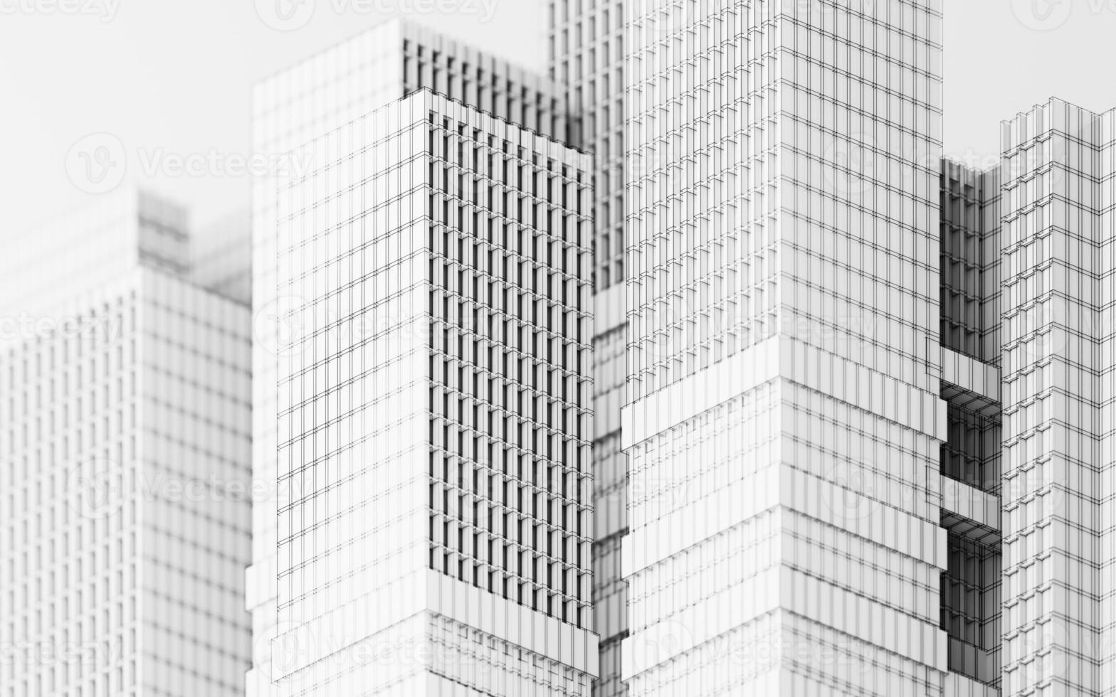 urbano edificio durante el día, modular edificio, 3d representación. foto