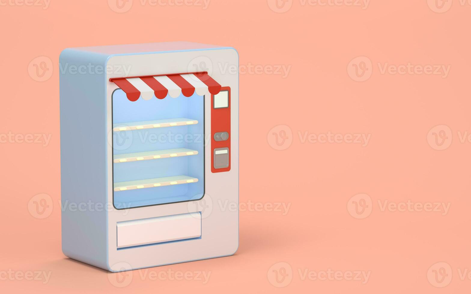 Empty vending machine with pink background, 3d rendering. photo