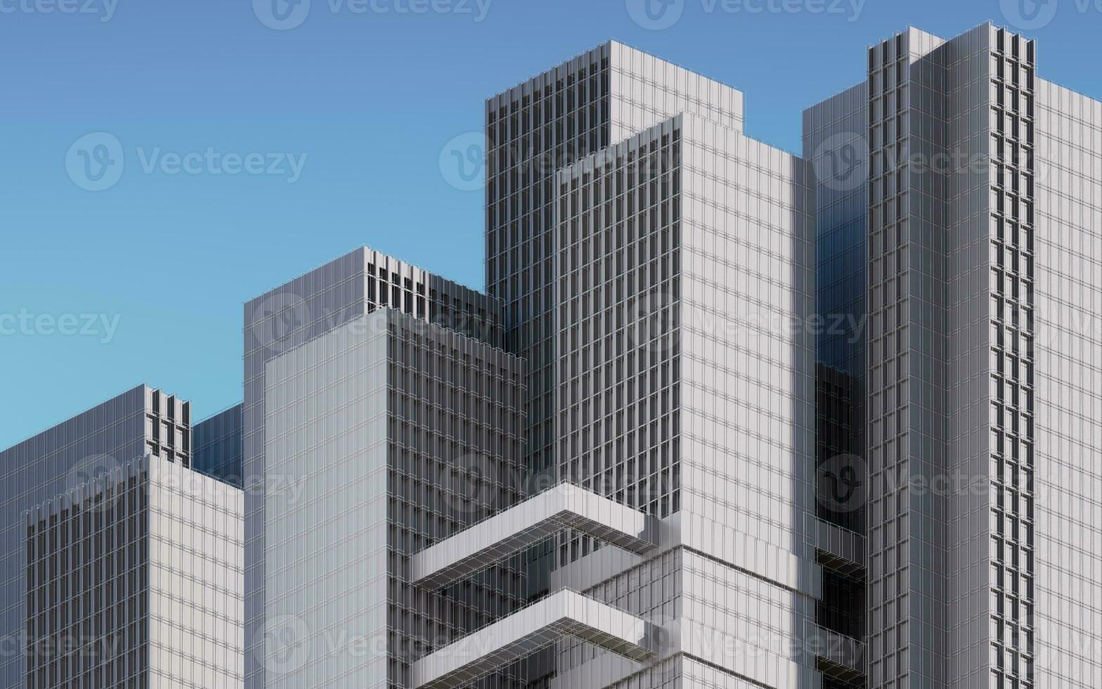 Urban building during the day, modular building,3d rendering. photo