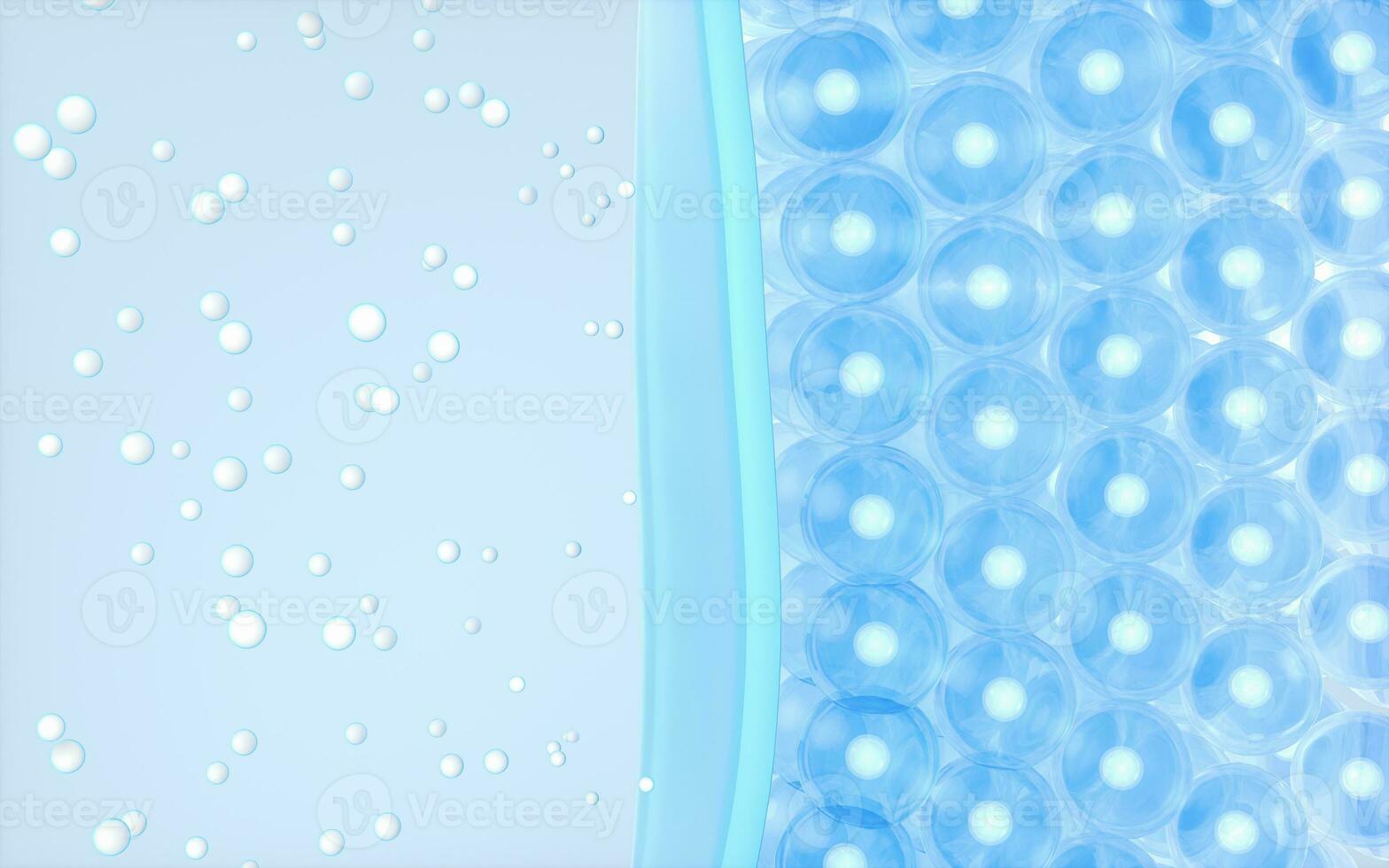 Cells and skin, 3d rendering. photo