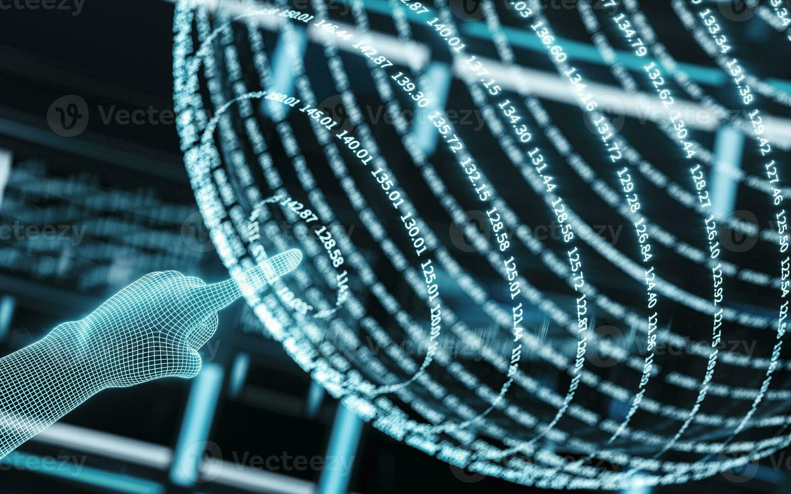 Digital information and smart finger, 3d rendering. photo