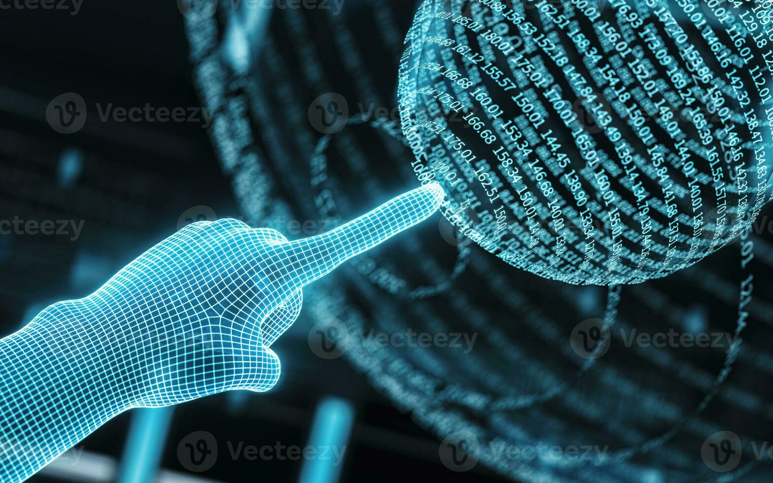 Digital information and smart finger, 3d rendering. photo