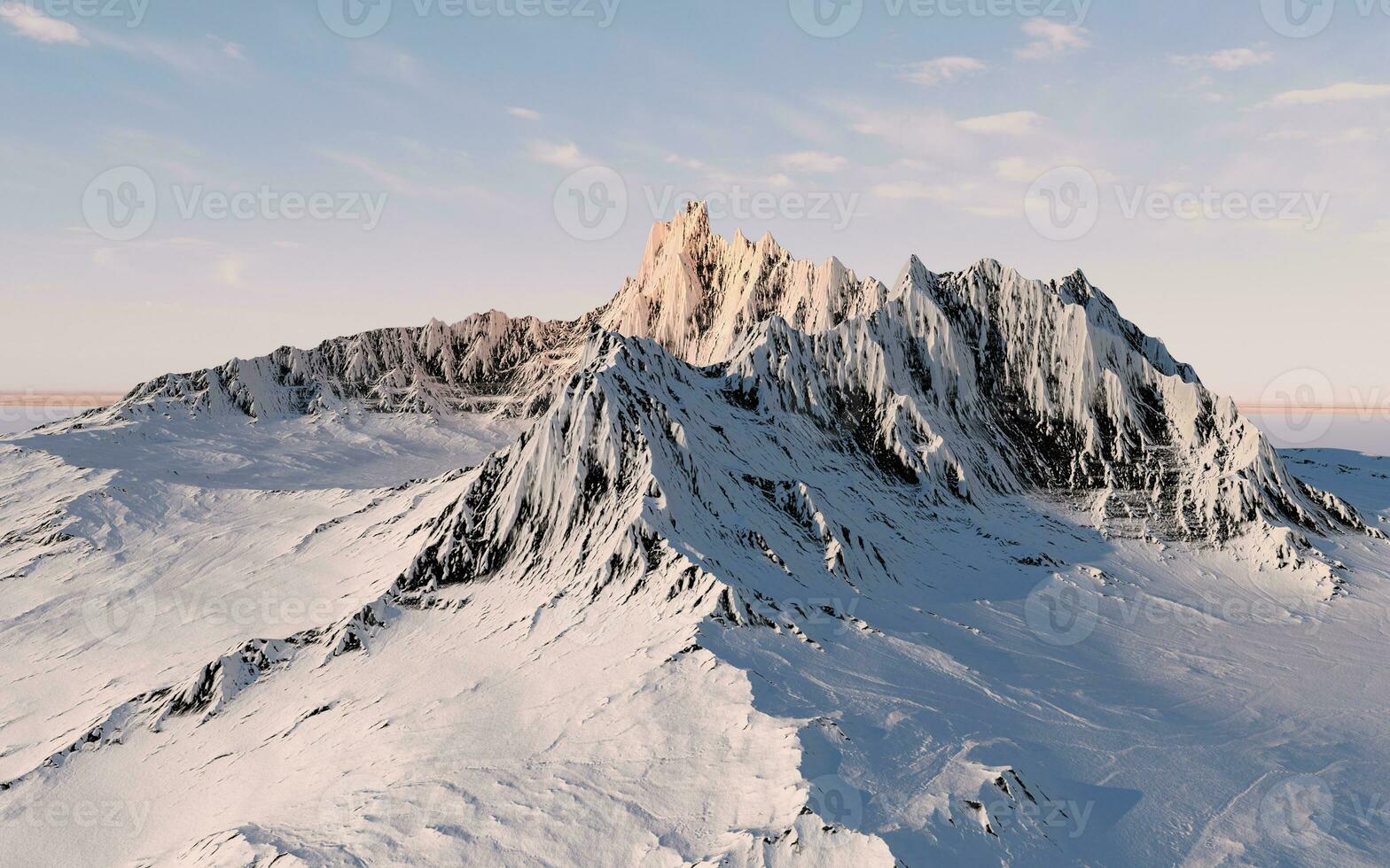 Nevado montañas fondo, 3d representación. foto