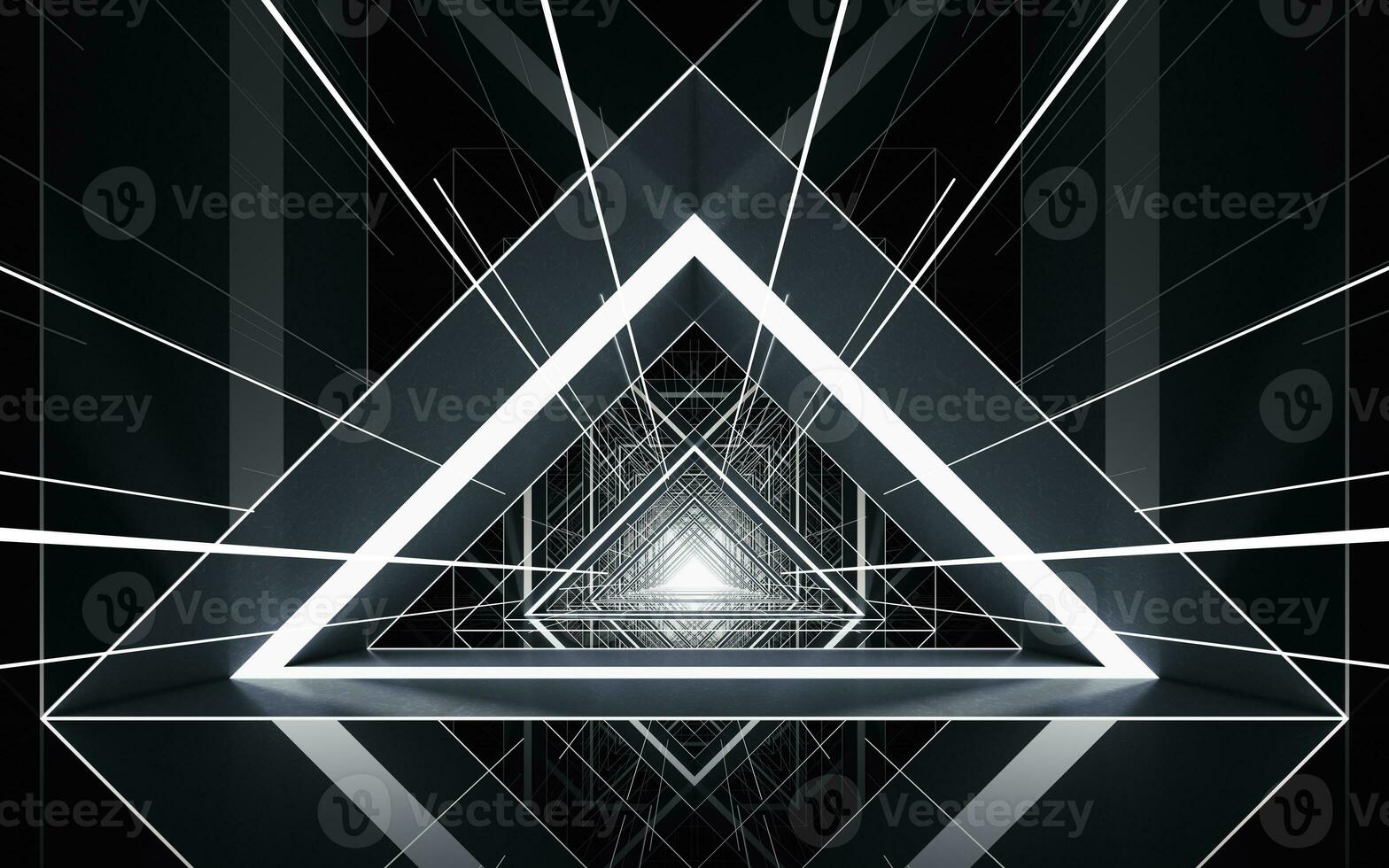 Triangular tunnel, futuristic concept, 3d rendering. photo