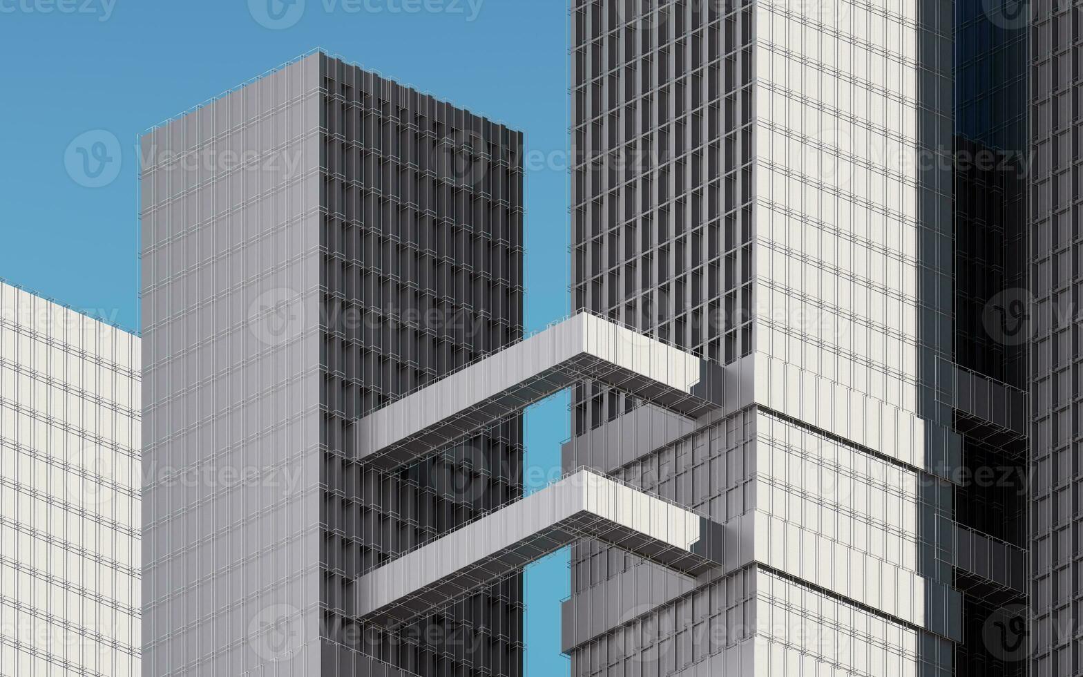 Urban building during the day, modular building,3d rendering. photo