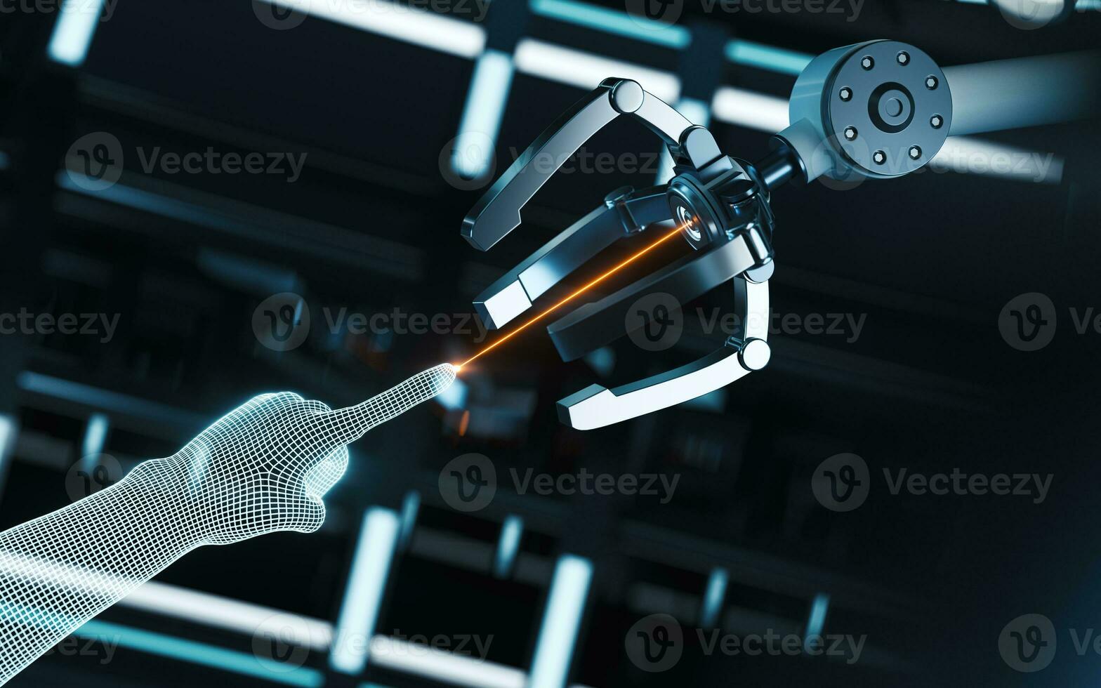 Robotic arm and smart finger, 3d rendering. photo