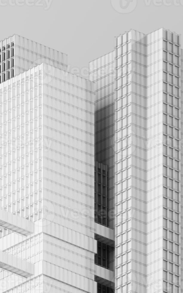 Urban building during the day, modular building,3d rendering. photo