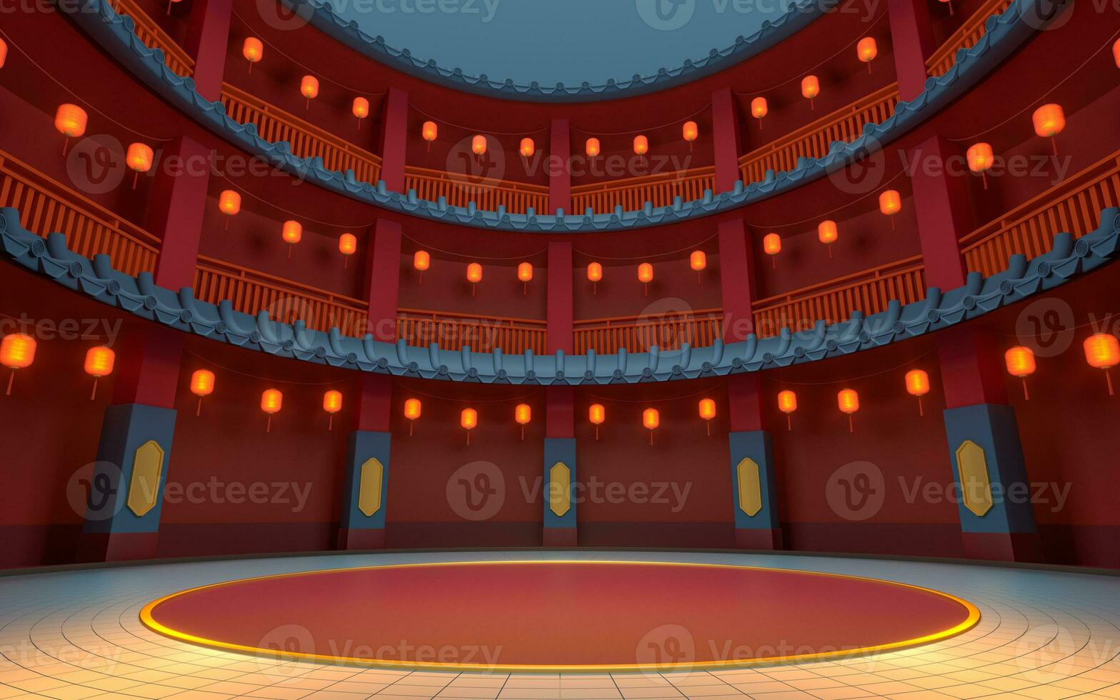 Ancient round house, Chinese classical round house, 3d rendering. photo