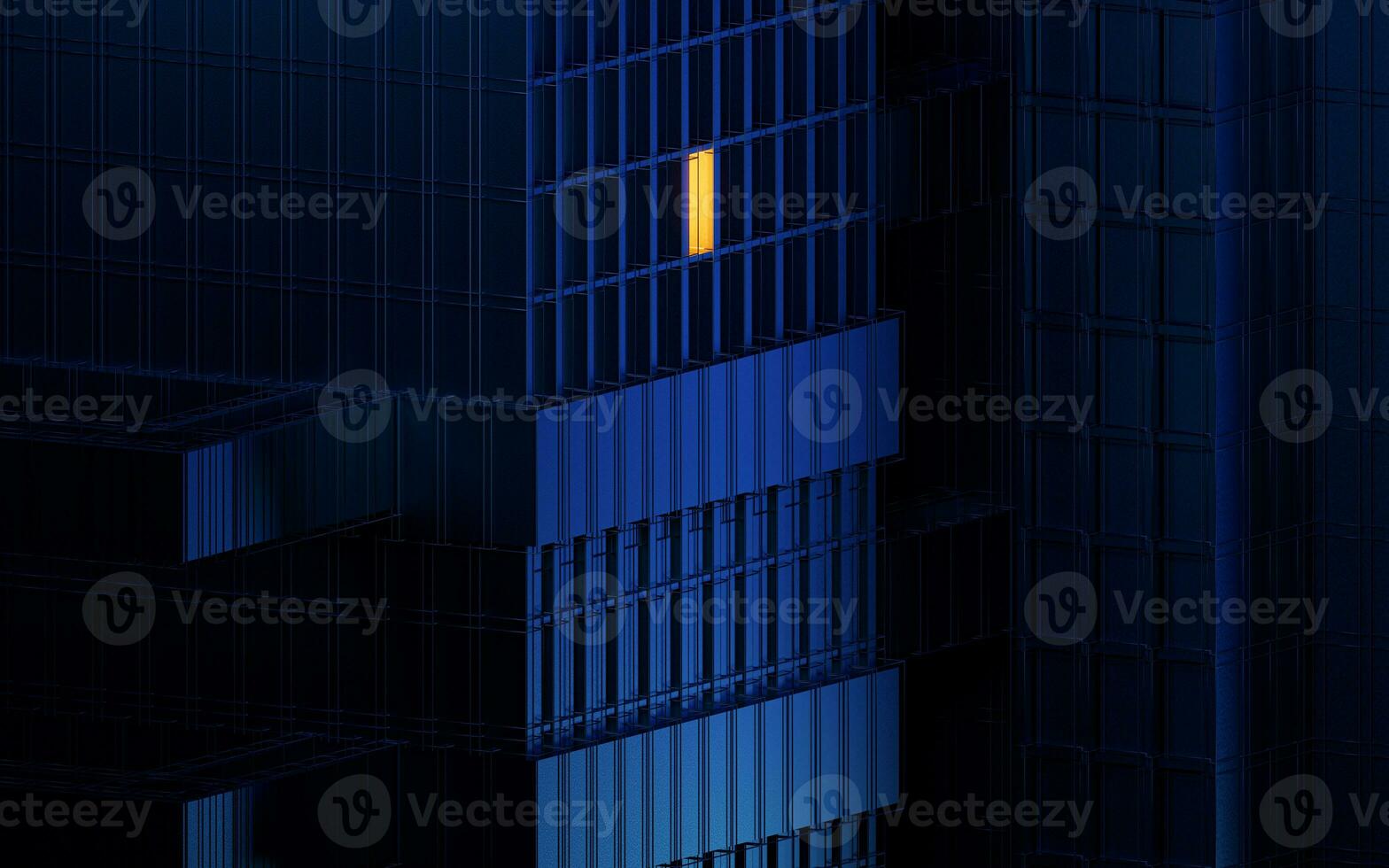 Urban building at night, modular building,3d rendering. photo