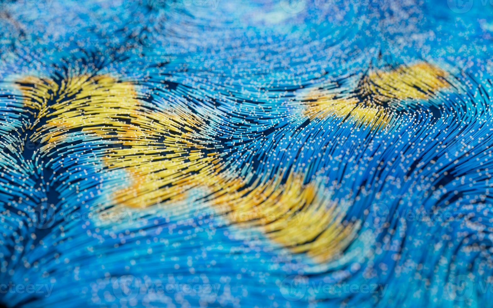 Abstract flowing lines, flowing particles, 3d rendering. photo