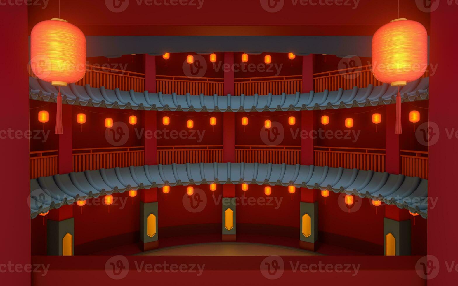 Ancient round house, Chinese classical round house, 3d rendering. photo