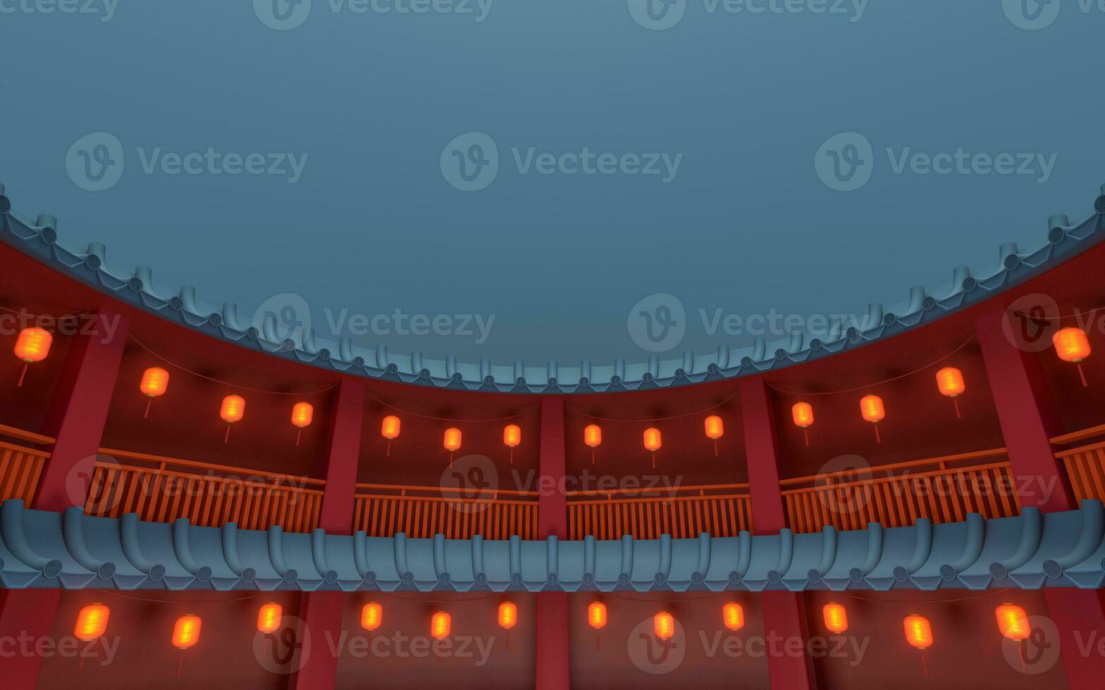 Ancient round house, Chinese classical round house, 3d rendering. photo