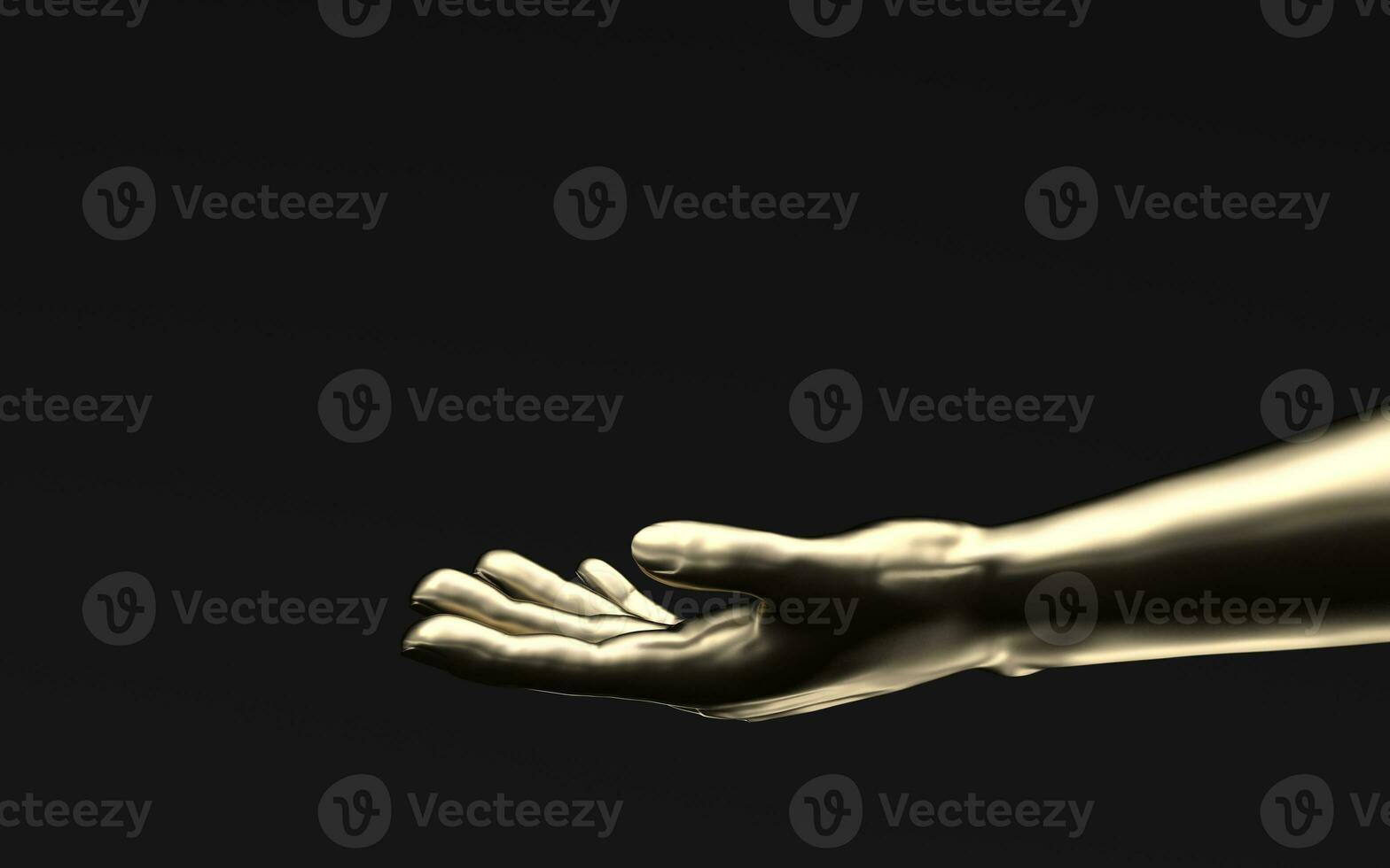 Hand sculpture with black background, 3d rendering. photo