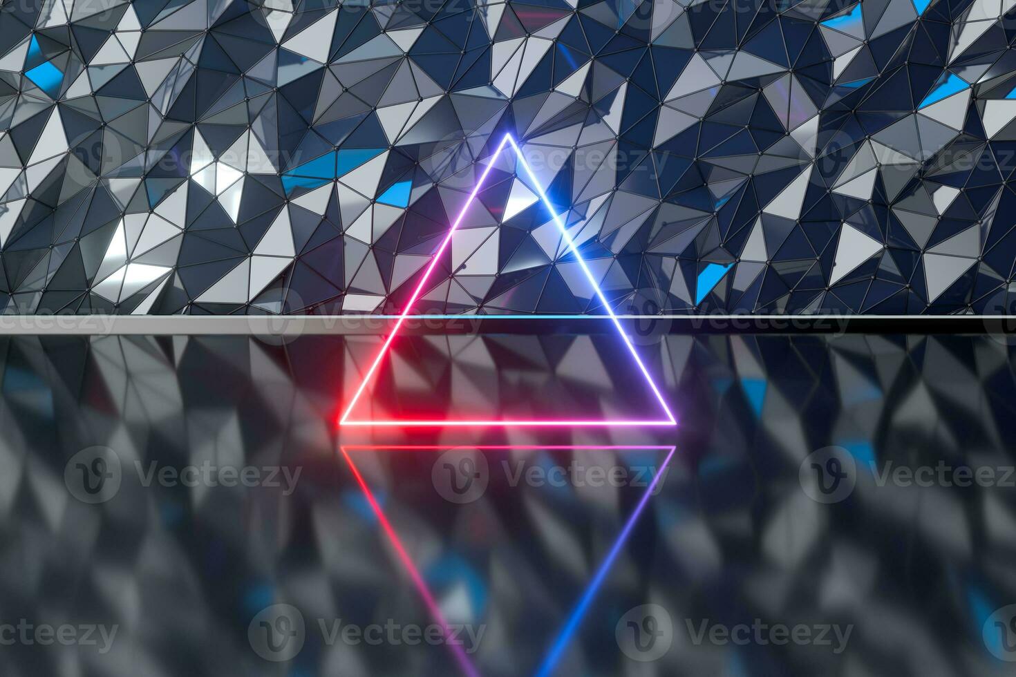 Neon lines with metal background, 3d rendering. photo