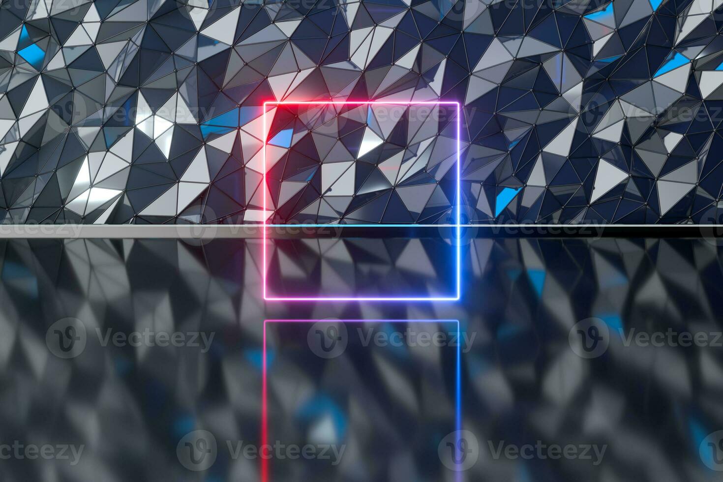 Neon lines with metal background, 3d rendering. photo