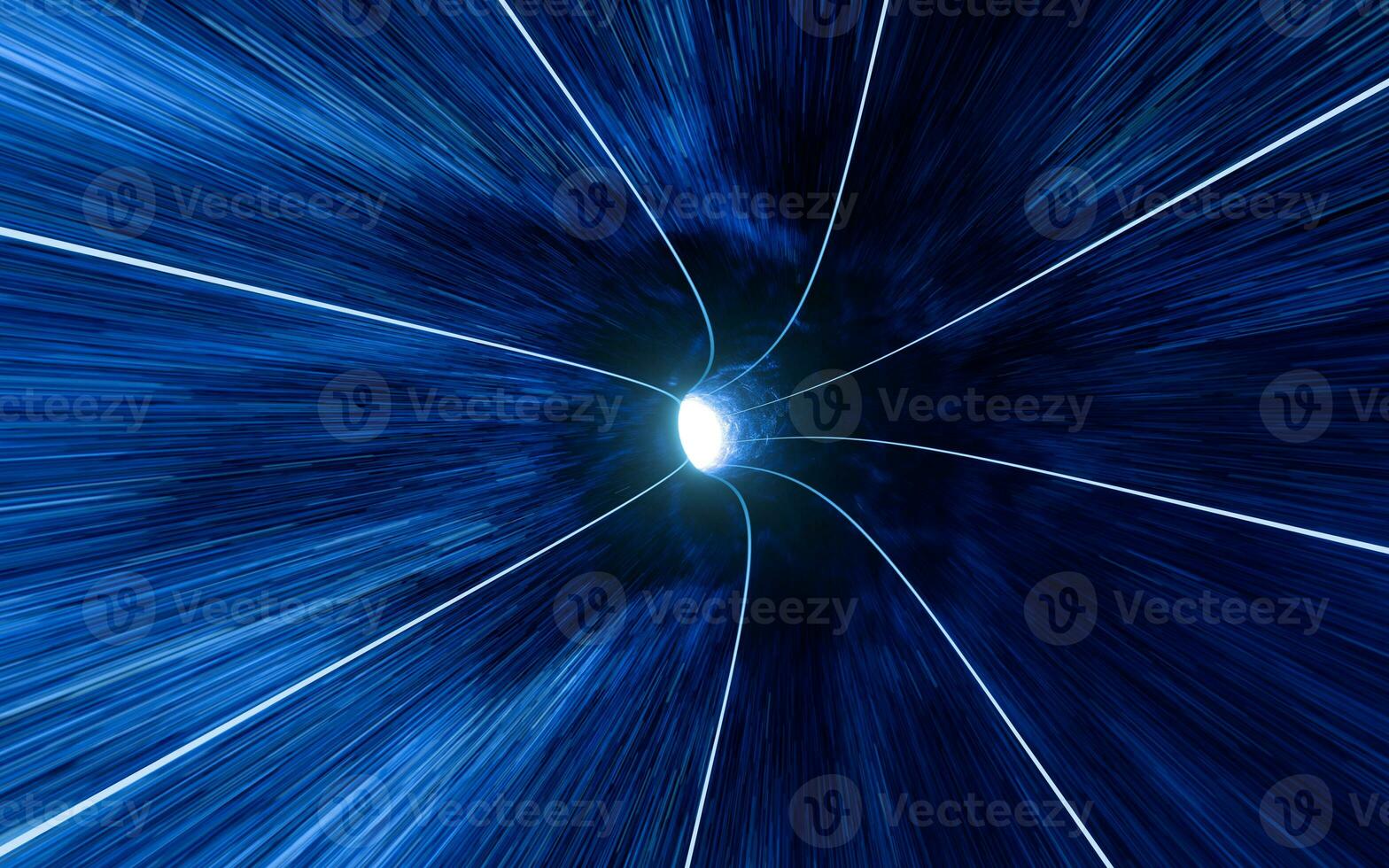 Wormholes and glowing tunnels, 3d rendering. photo