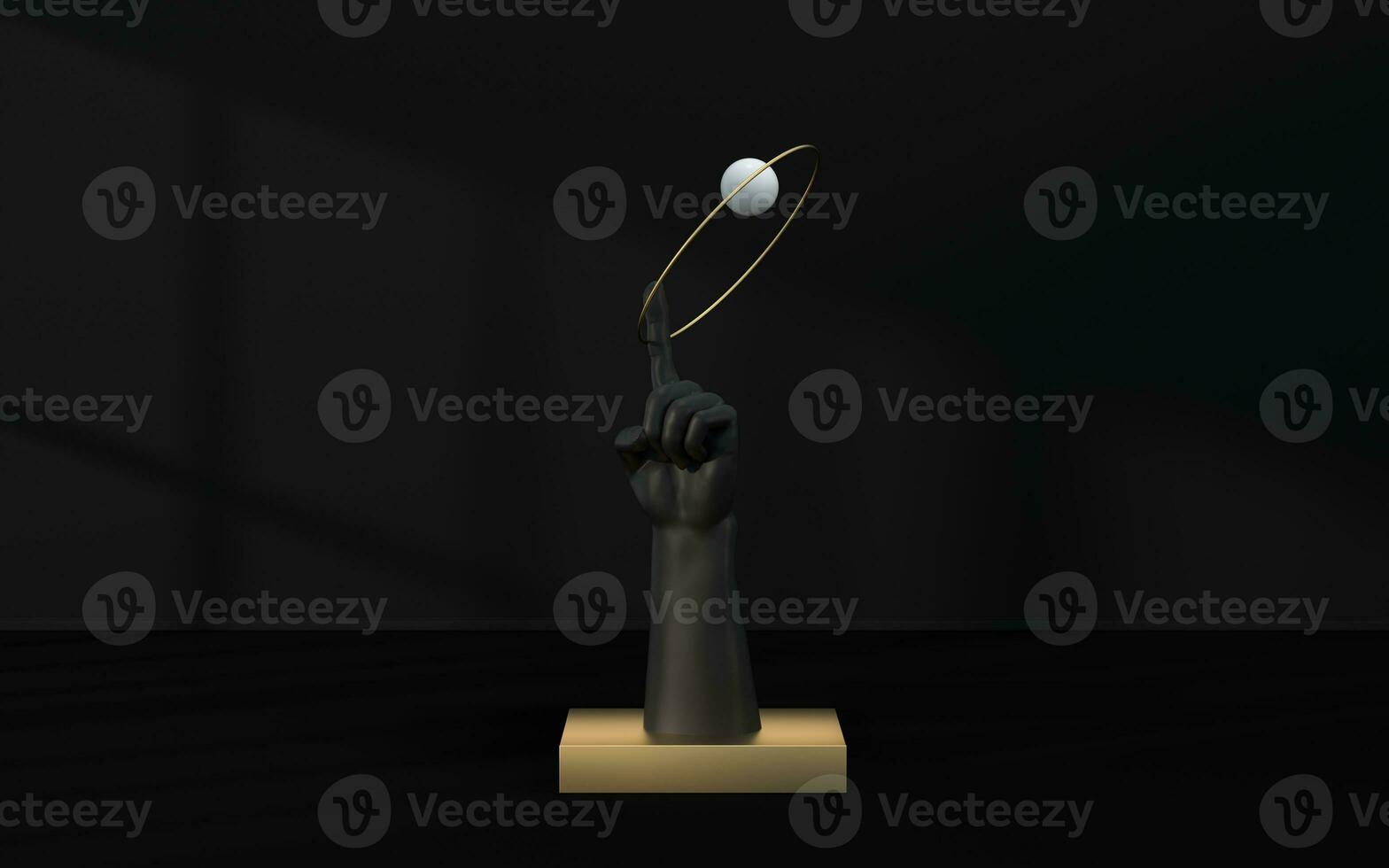 Hand sculpture with empty room, 3d rendering. photo