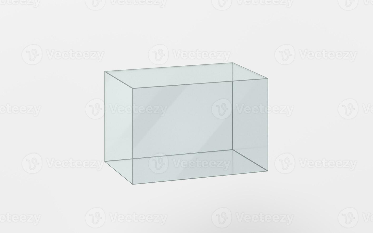 Empty glass showcase, 3d rendering. photo