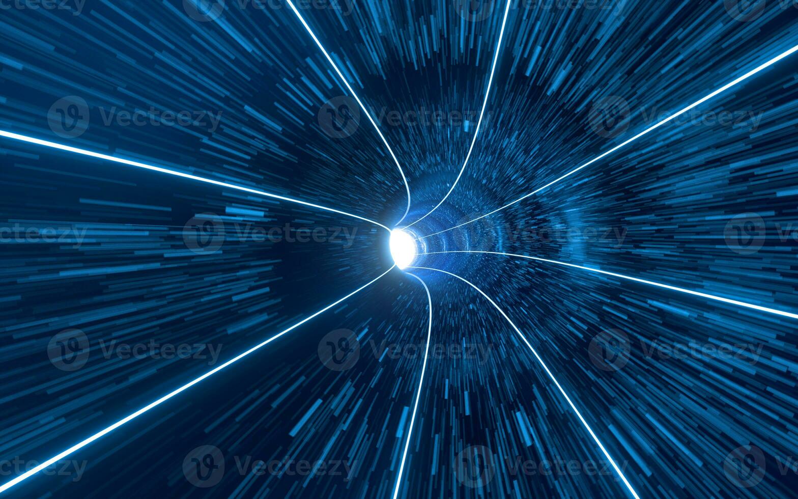 Wormholes and glowing tunnels, 3d rendering. photo