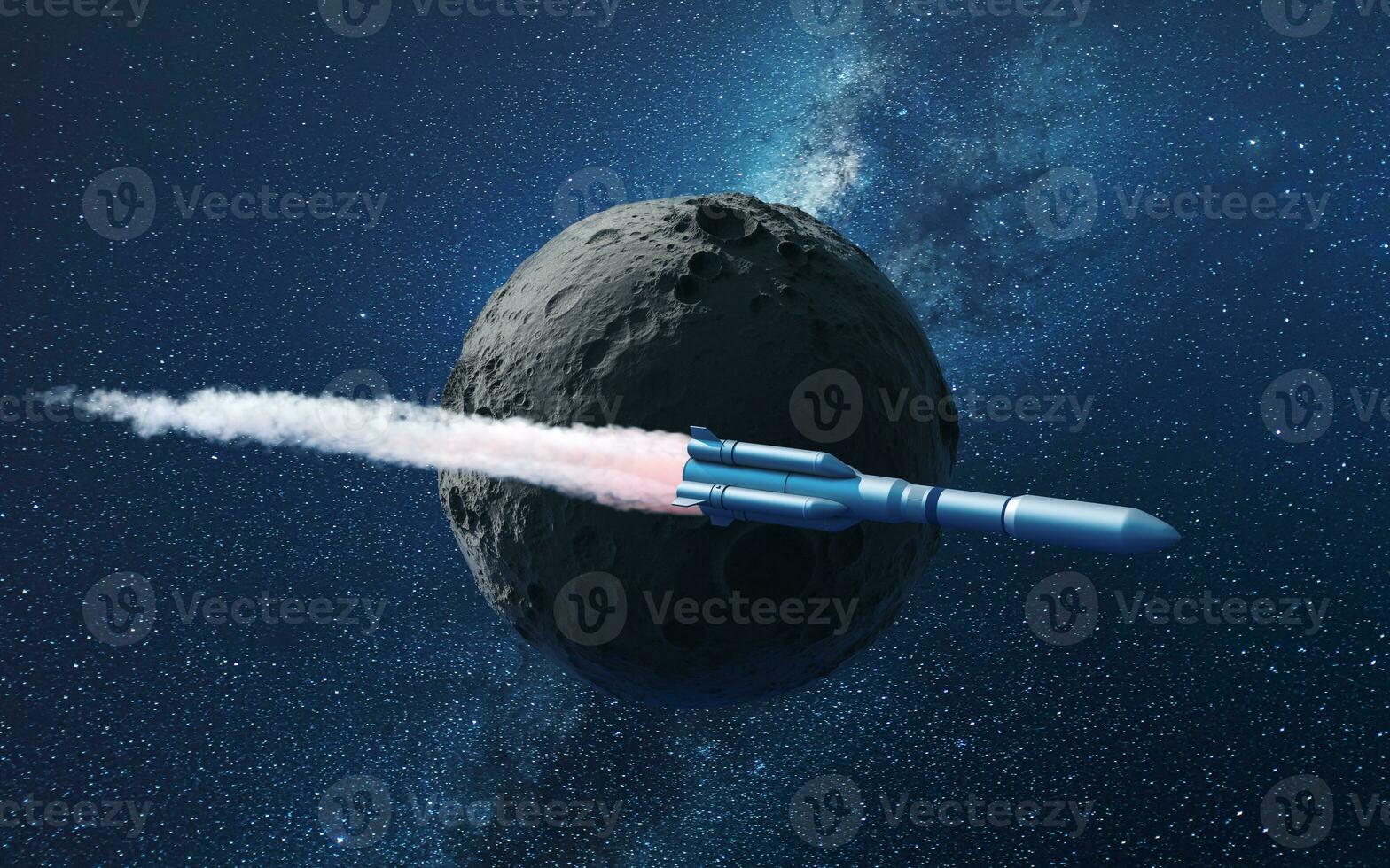 Rocket and planet, 3d rendering. photo