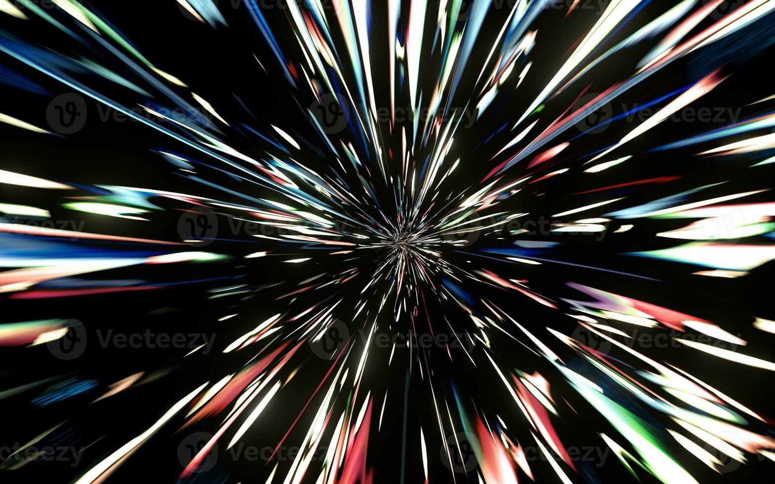 Wormholes and glowing tunnels, 3d rendering. photo