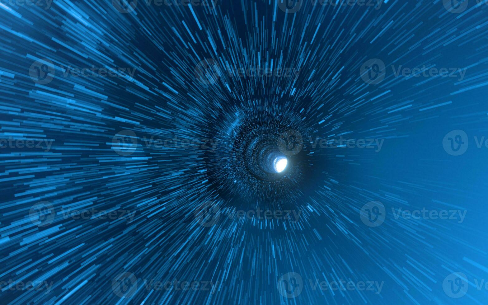 Wormholes and glowing tunnels, 3d rendering. photo