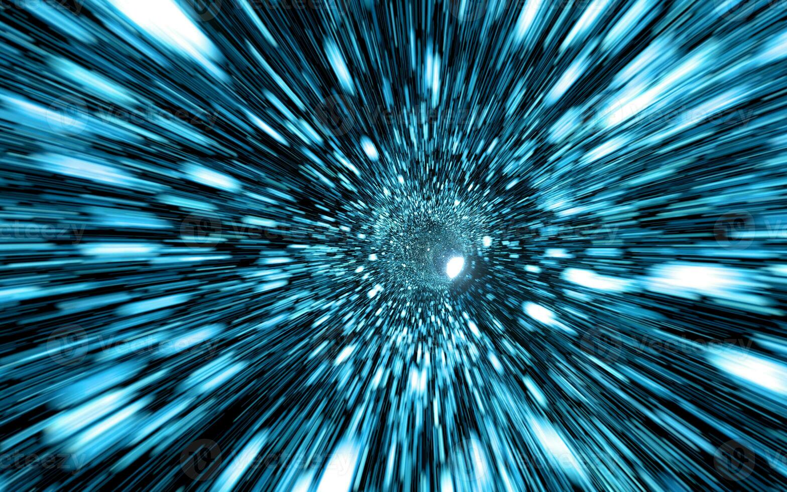 Wormholes and glowing tunnels, 3d rendering. photo