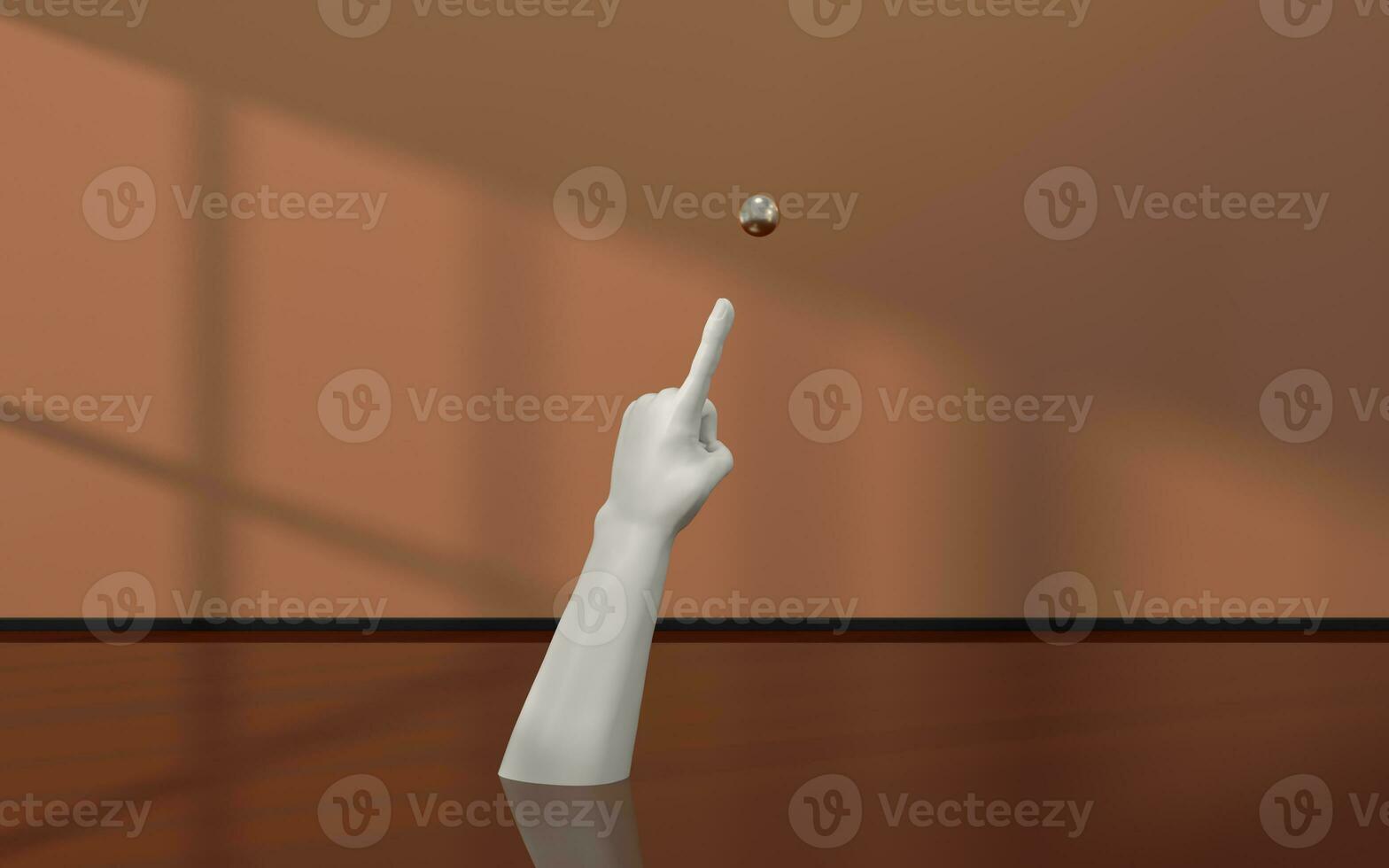 Hand sculpture with empty room, 3d rendering. photo