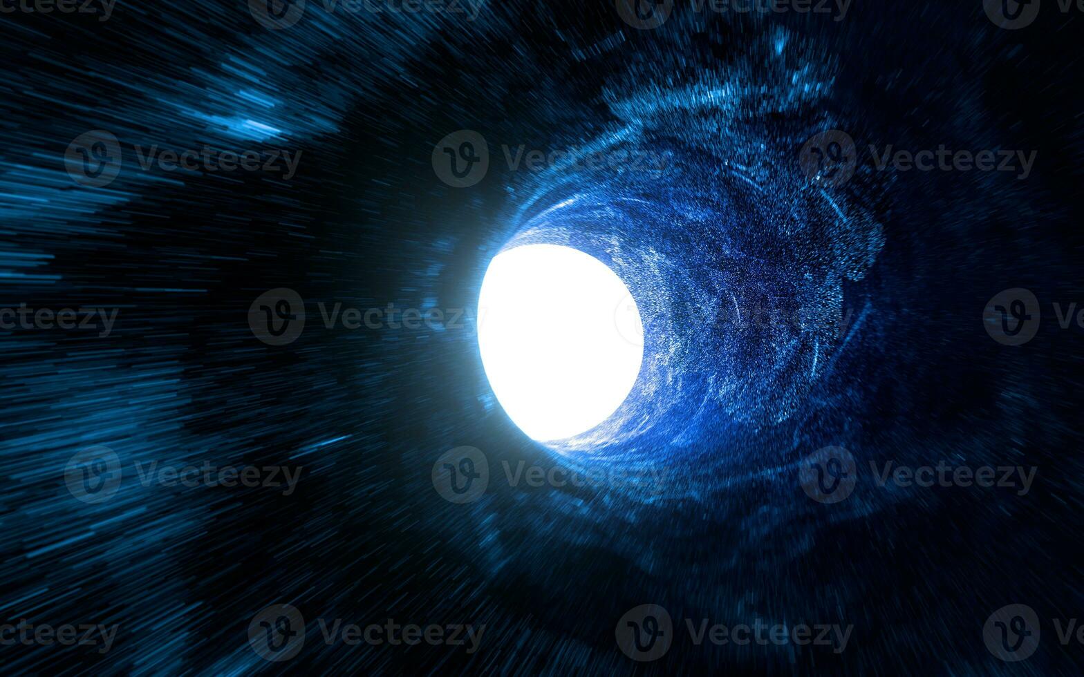 Wormholes and glowing tunnels, 3d rendering. photo