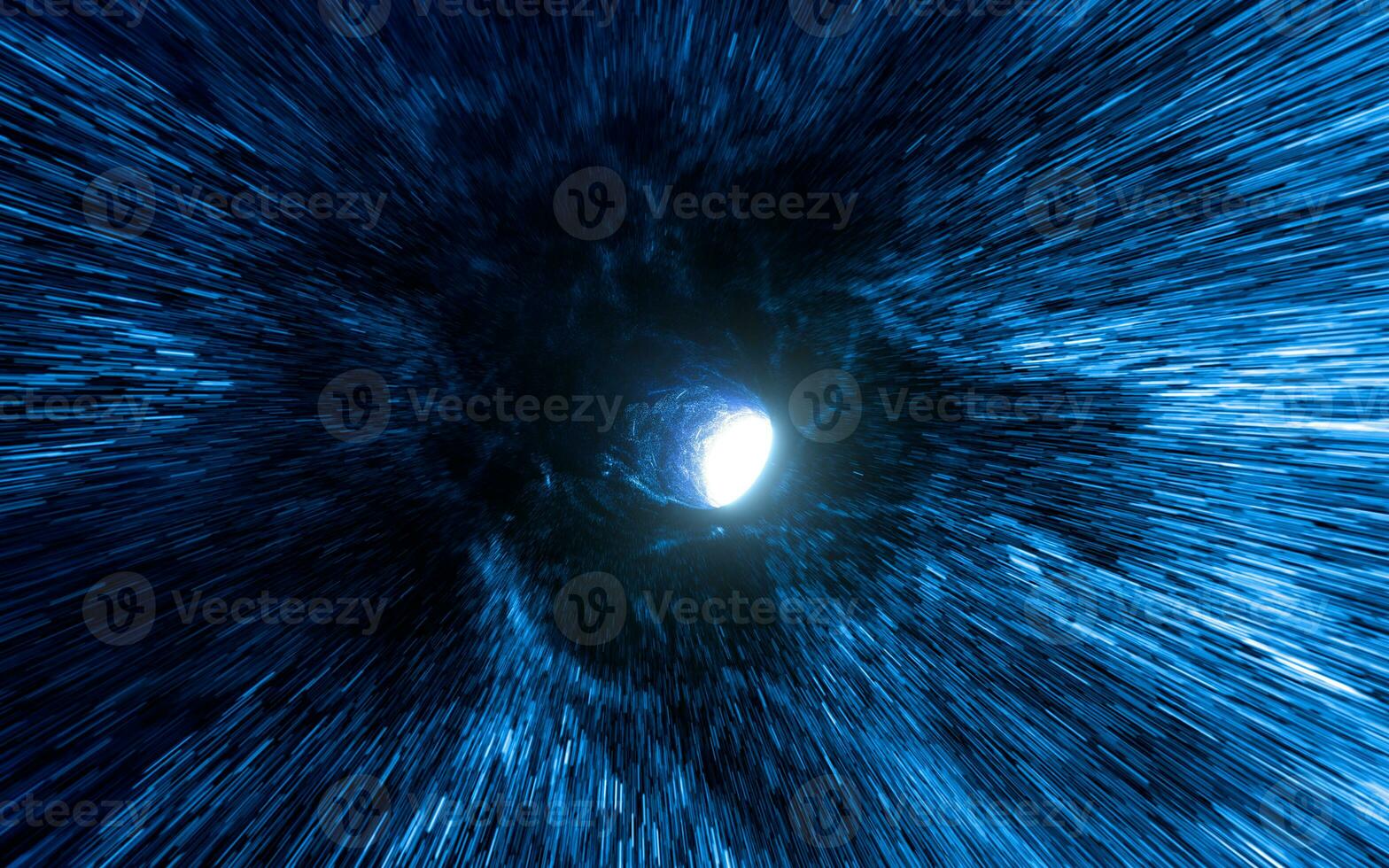 Wormholes and glowing tunnels, 3d rendering. photo