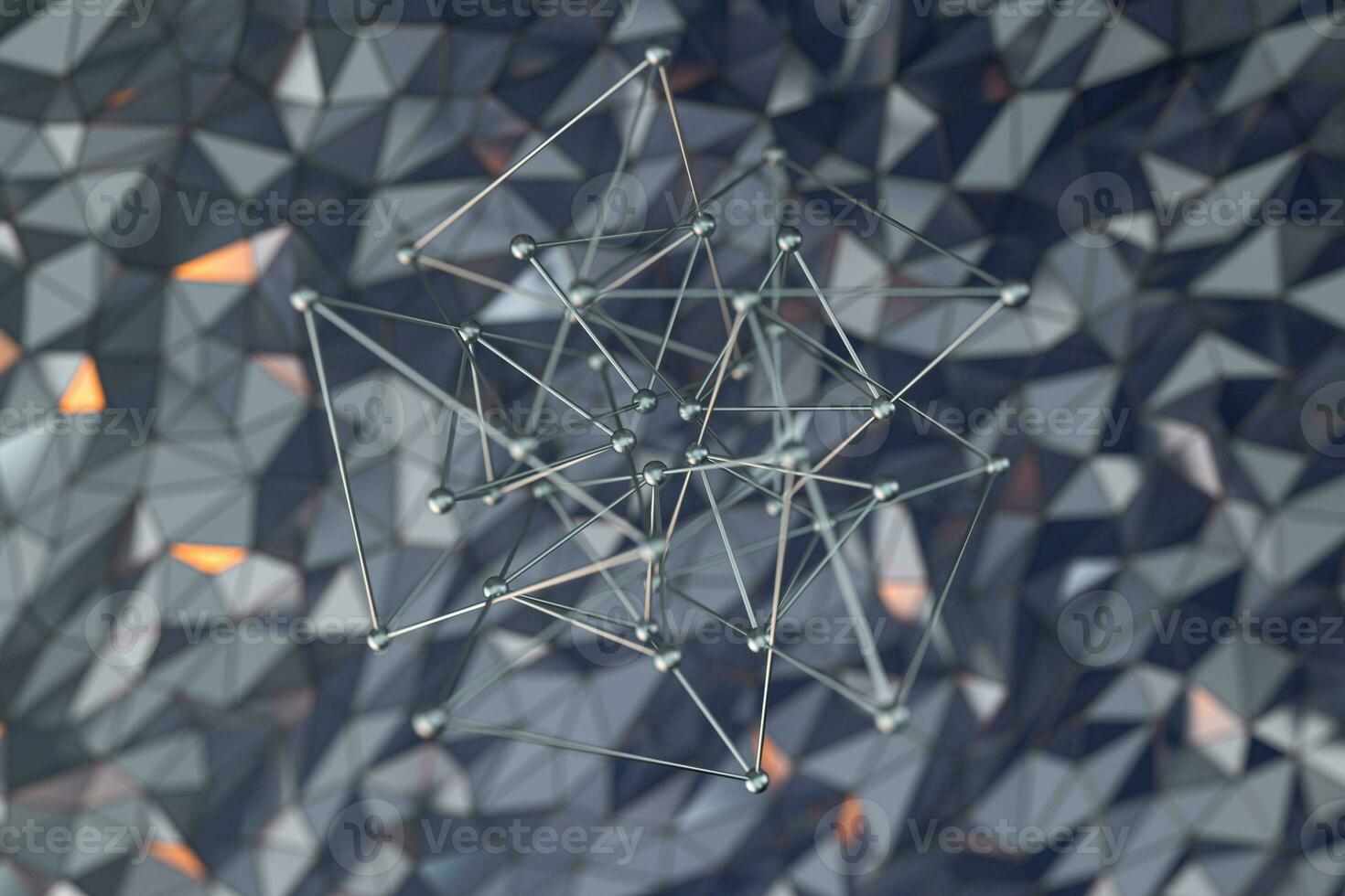Metal lines with rugged metal triangle background, 3d rendering. photo