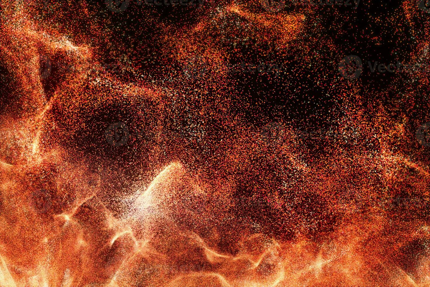 Red flowing particles, abstract background, 3d rendering. photo