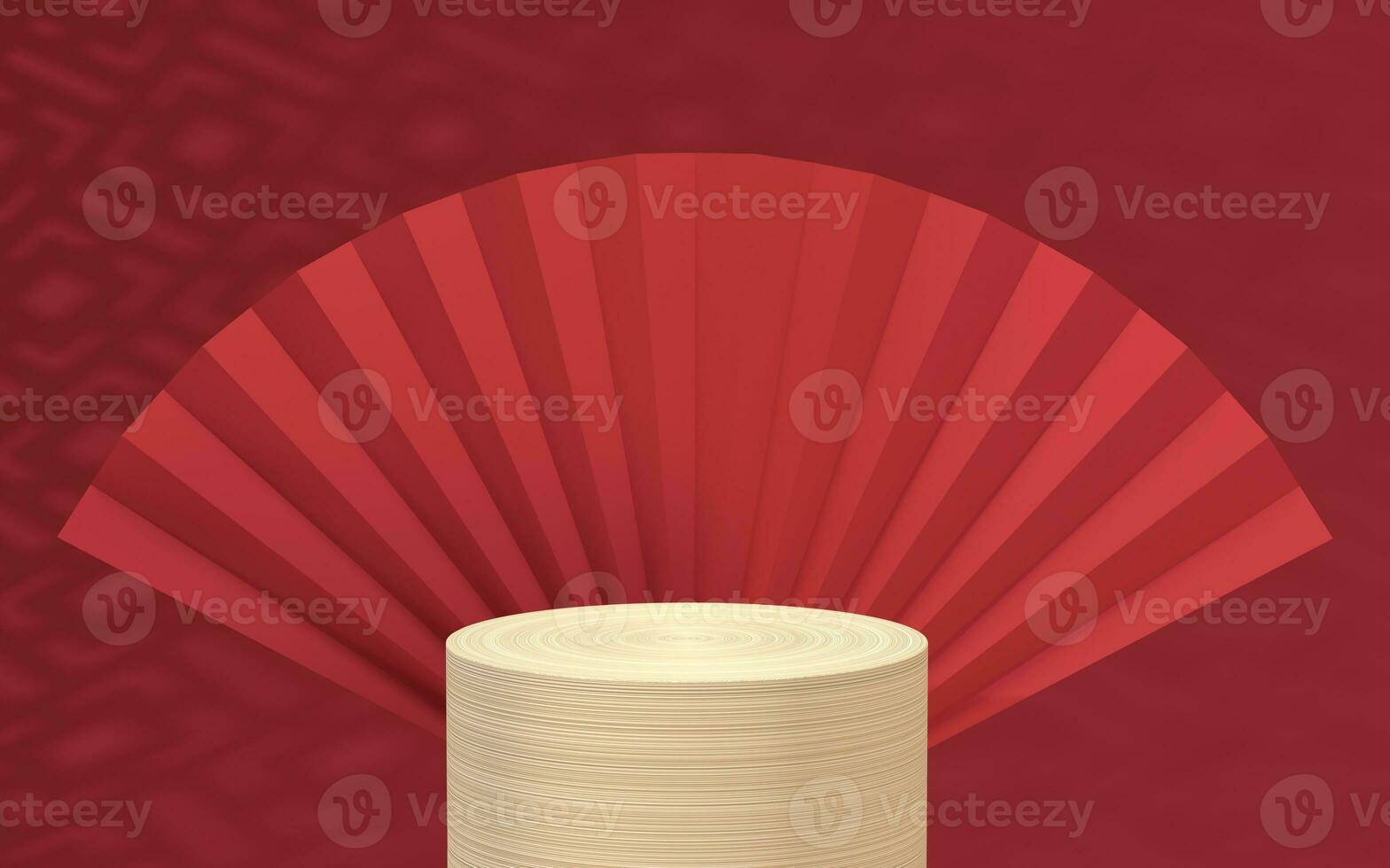 Empty wood stage with Chinese background, 3d rendering. photo