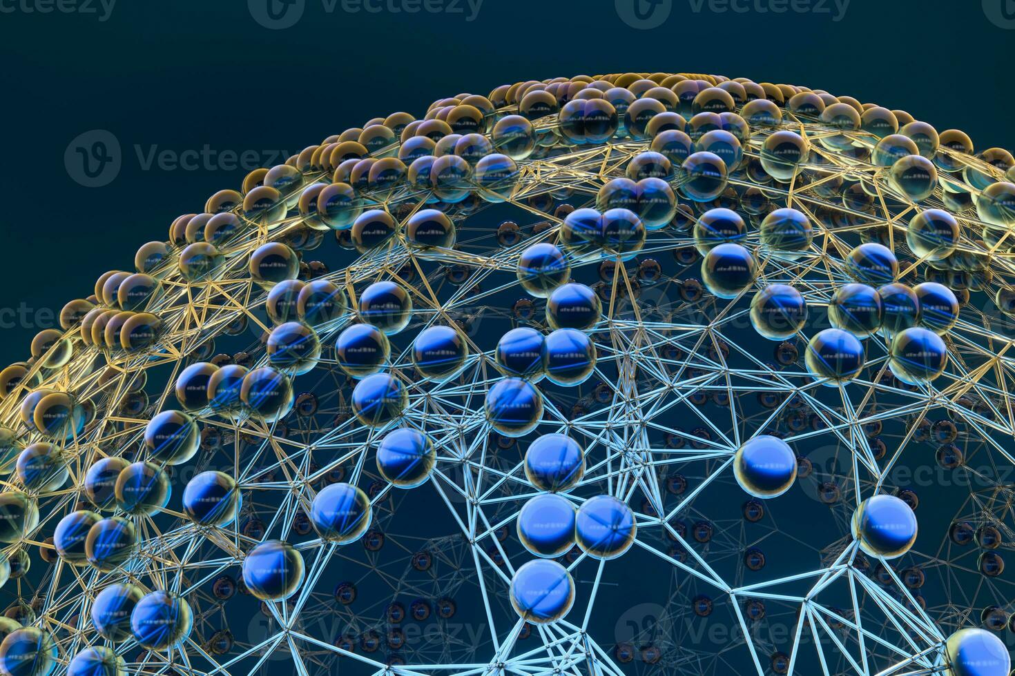 Blue biology grid with connect constrains, 3d rendering. photo