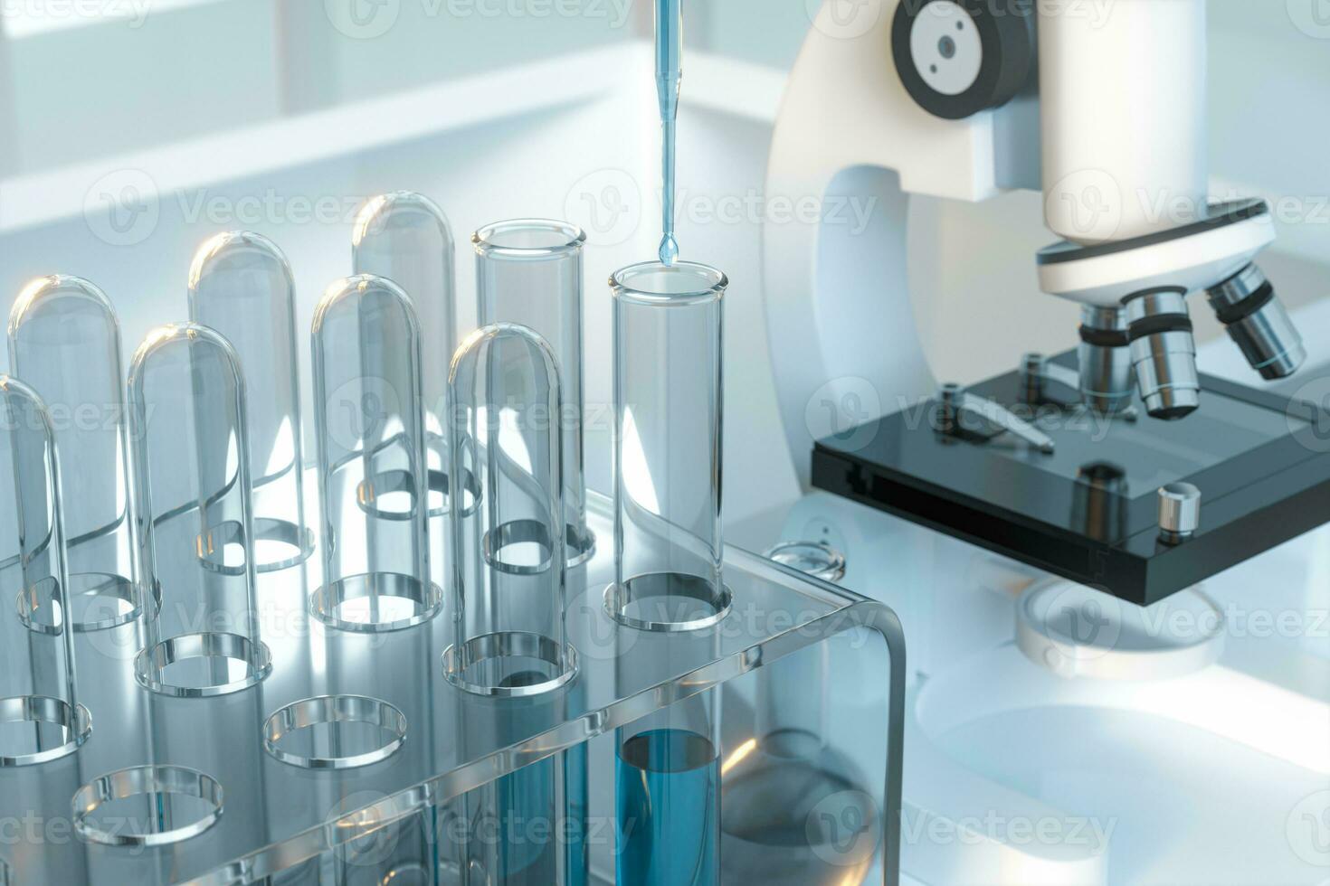 Experimental apparatus with an empty laboratory,white background,3d rendering. photo
