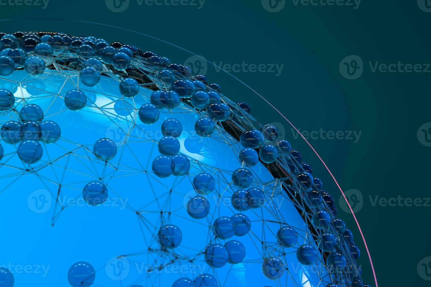 Blue biology grid with connect constrains, 3d rendering. photo