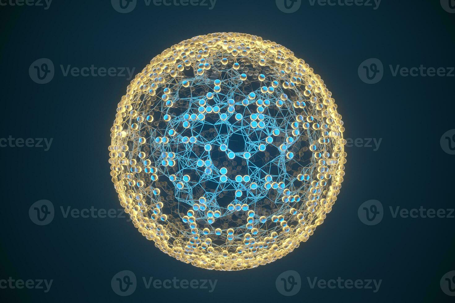 Blue biology grid with connect constrains, 3d rendering. photo