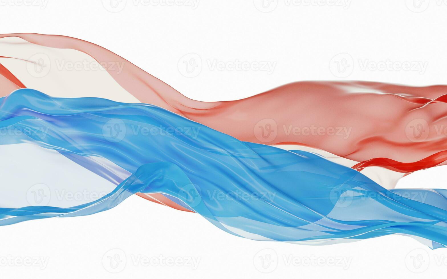 Blue and red silk clothes flying with white background, 3d rendering. photo