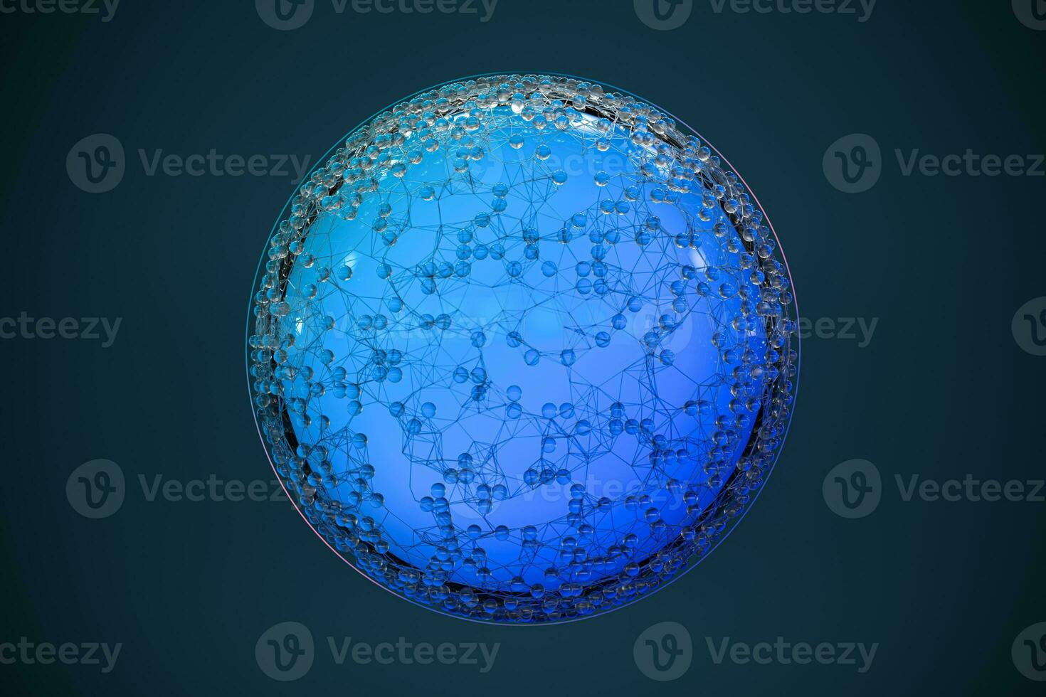 Blue biology grid with connect constrains, 3d rendering. photo