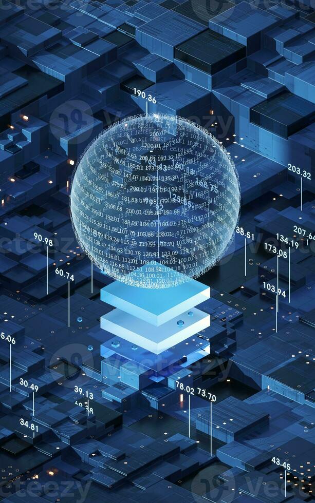 Big data and chips, 3d rendering. photo