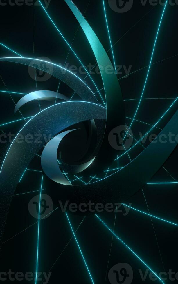 Curved vortex structure lines, 3d rendering. photo