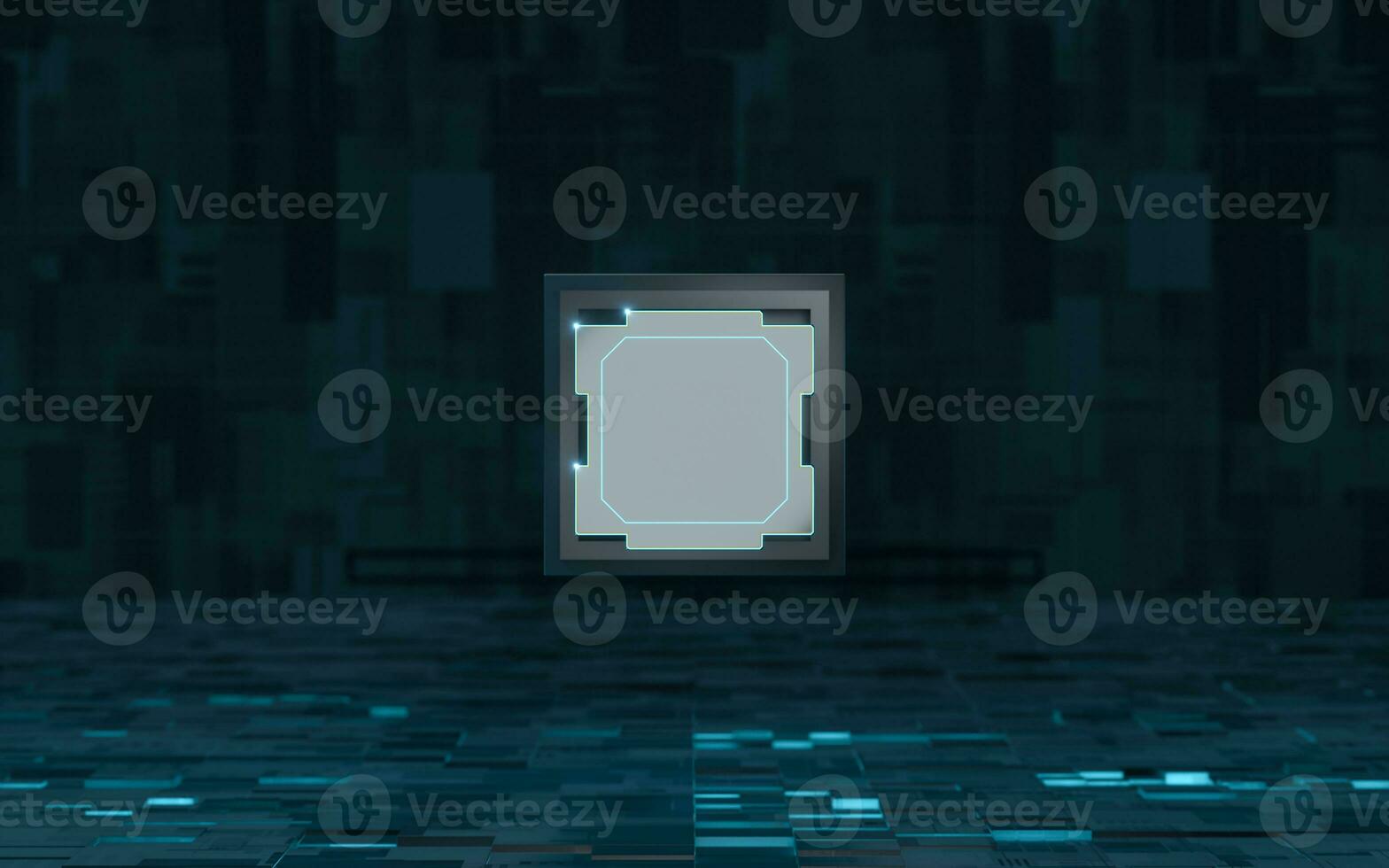 Electronic chip with black background,3d rendering. photo