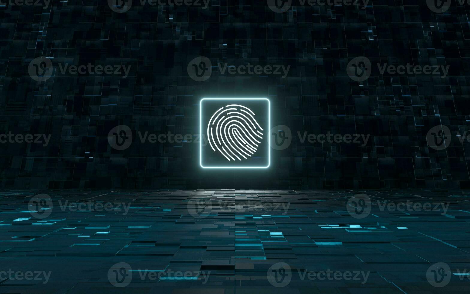 Fingerprint lock with black background,3d rendering. photo