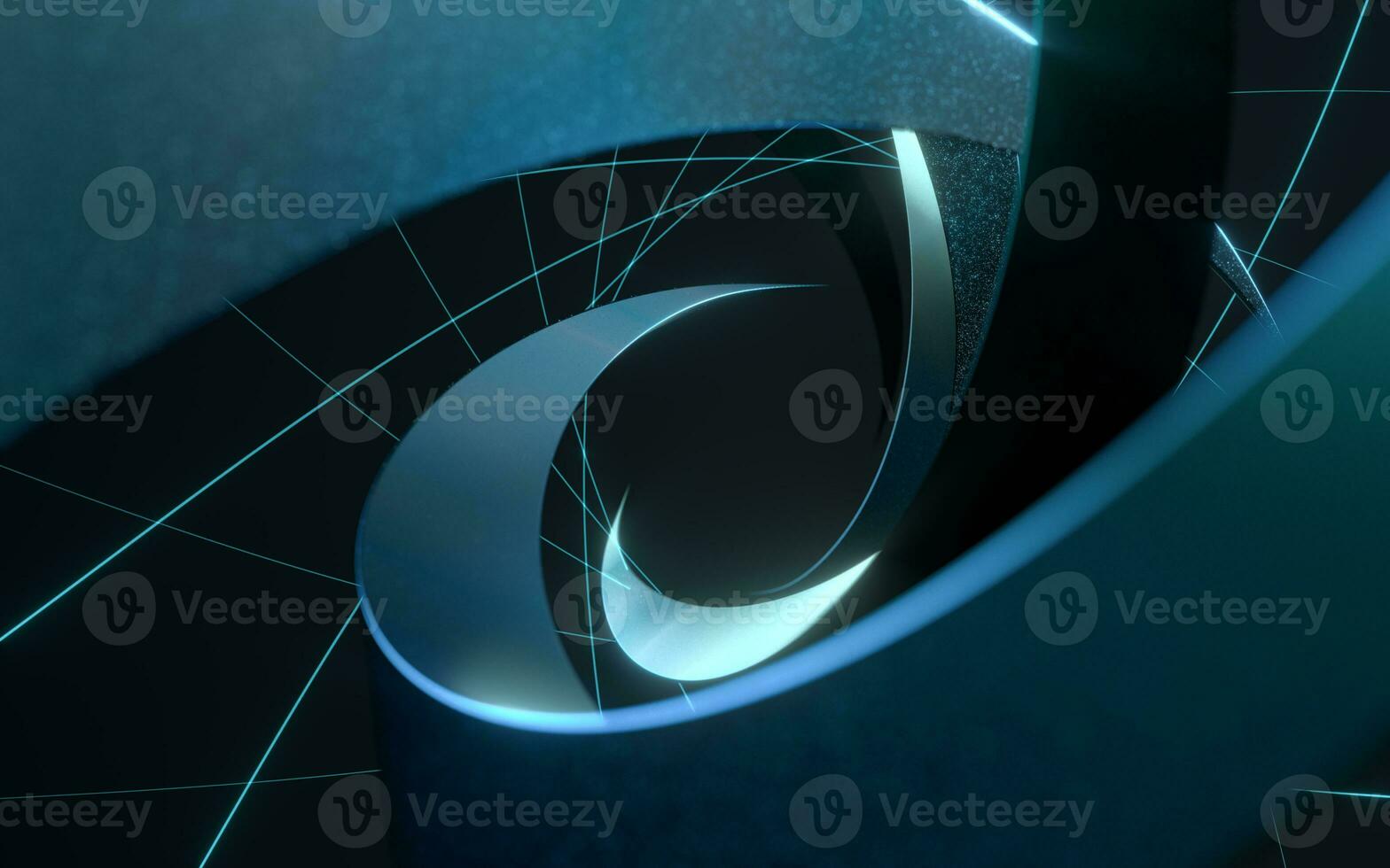 Curved vortex structure lines, 3d rendering. photo